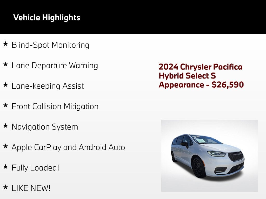2024 Chrysler Pacifica Hybrid Select S Appearance
