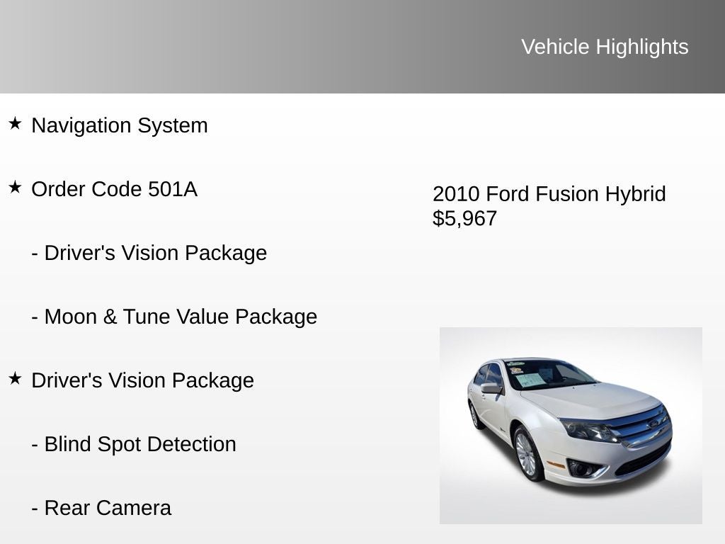 2010 Ford Fusion Hybrid Base