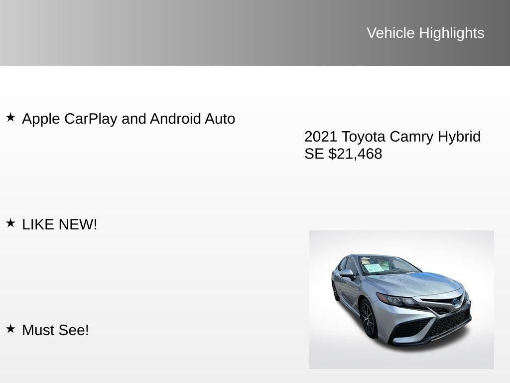 2021 Toyota Camry Hybrid SE