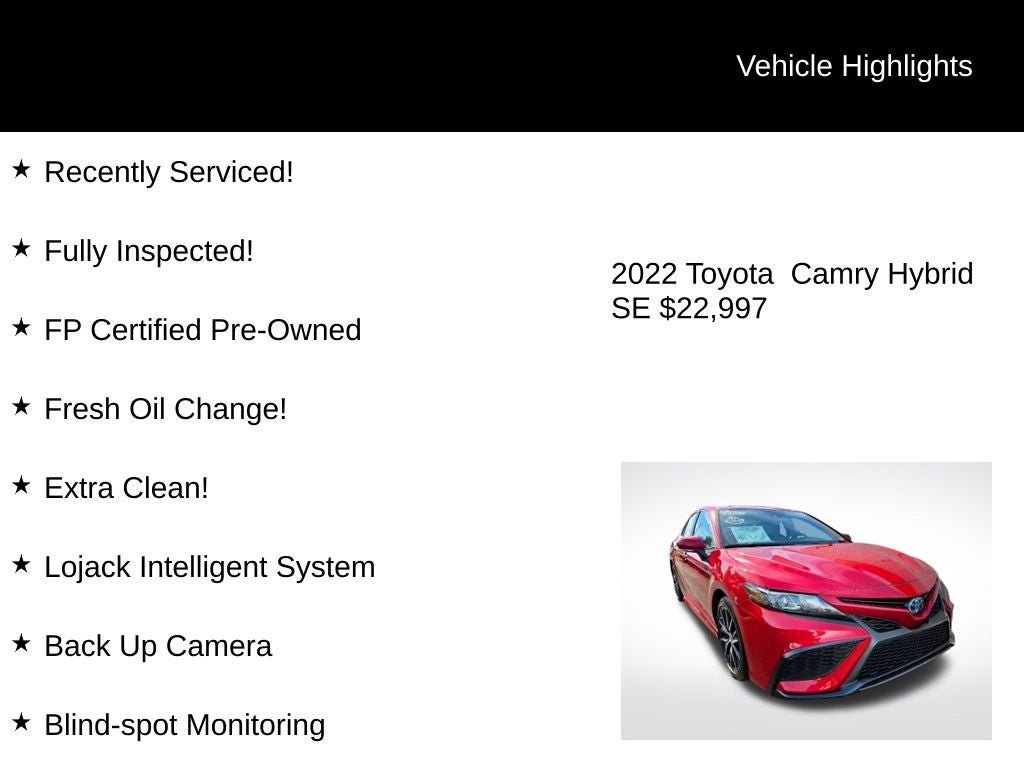 2022 Toyota Camry Hybrid Hybrid SE