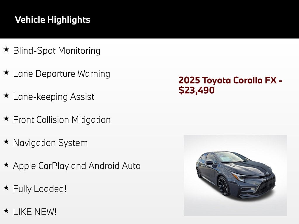 2025 Toyota Corolla FX