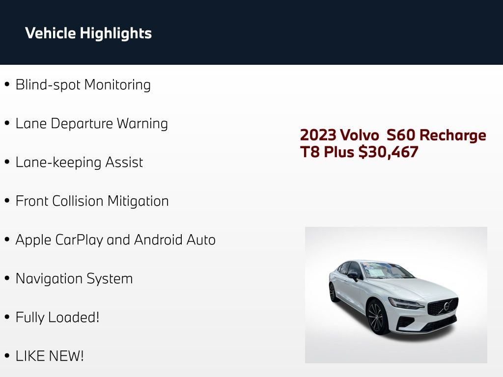 2023 Volvo S60 Recharge Plug-In Hybrid T8 Plus Dark Theme