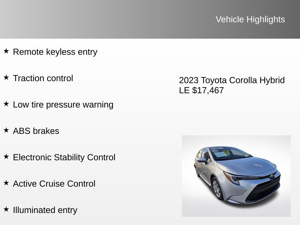 2023 Toyota Corolla Hybrid LE