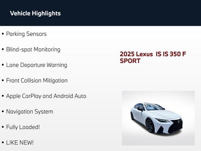 2025 Lexus IS 350 F SPORT