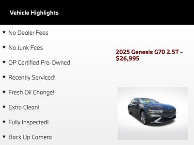 2025 Genesis G70 2.5T