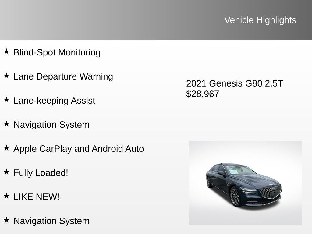 2021 Genesis G80 2.5T