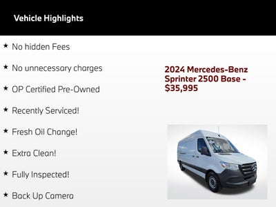2024 Mercedes-Benz Sprinter 2500 Cargo 170 WB High Roof