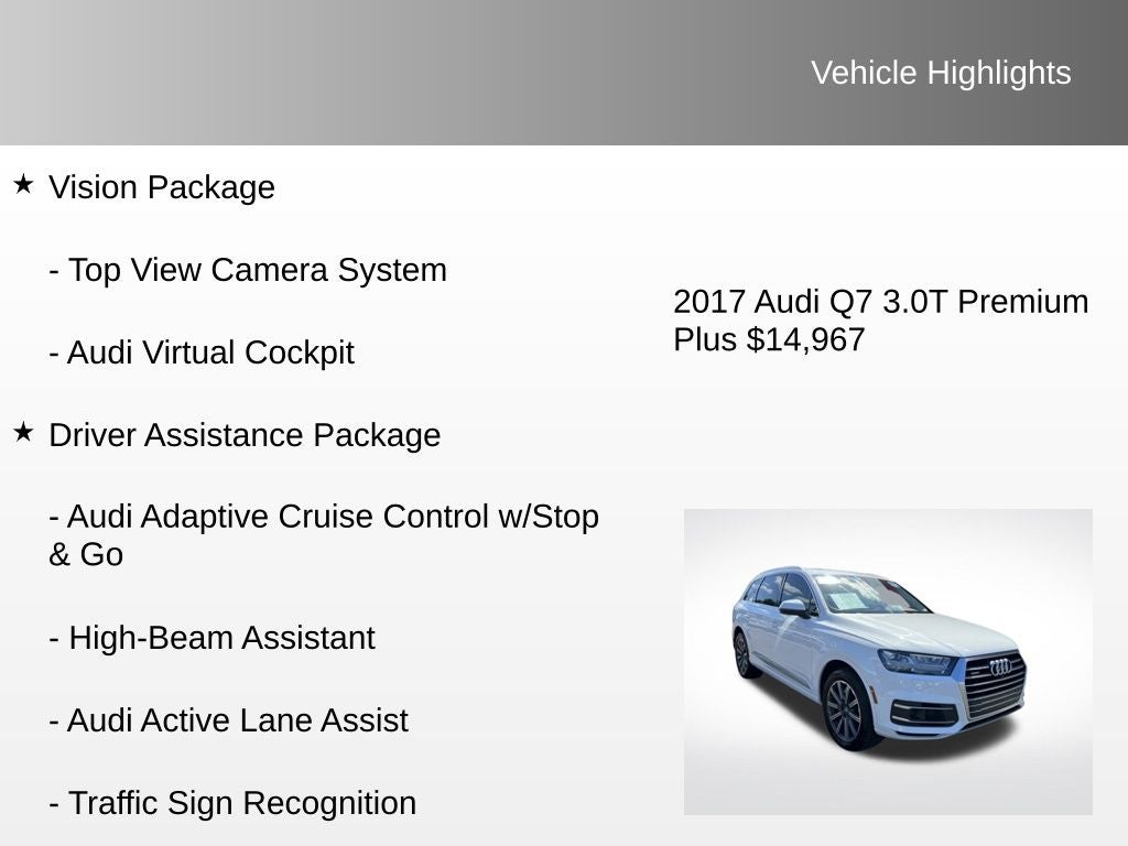 2017 Audi Q7 3.0T Premium Plus quattro