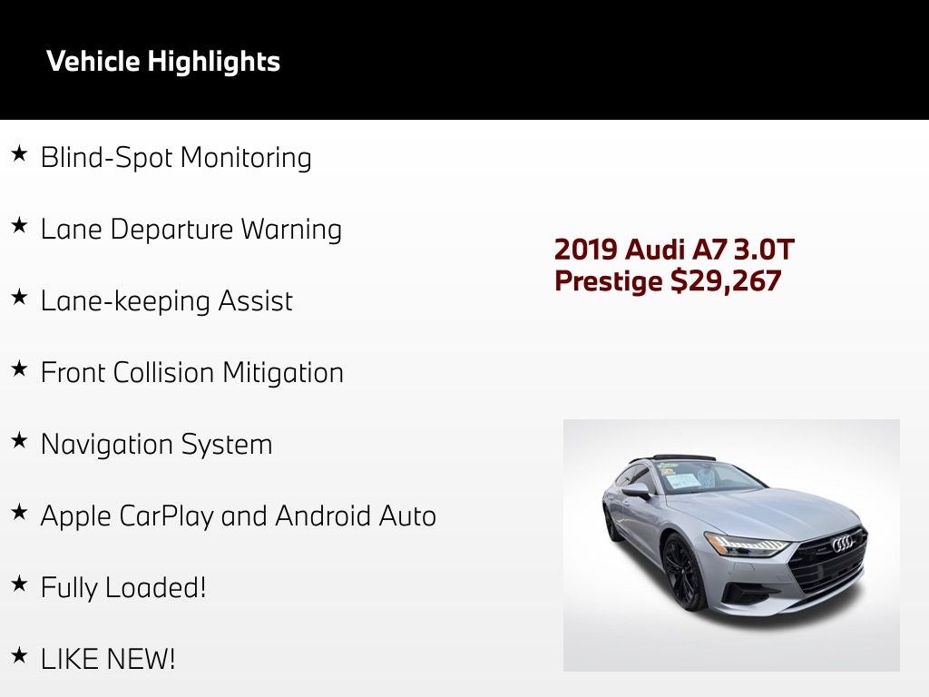 2019 Audi A7 3.0T Prestige quattro