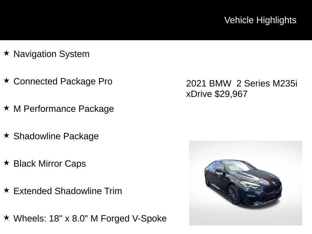 2021 BMW 2 Series M235i Gran Coupe xDrive