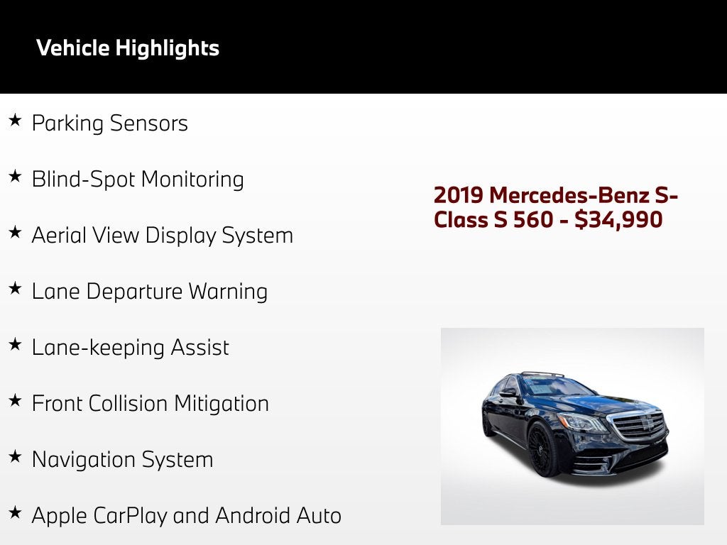 2019 Mercedes-Benz S-Class S 560 4MATIC®
